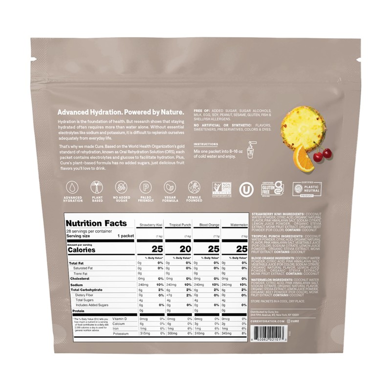 Cure Hydration | Plant-Based Electrolyte Drink Mix | No Added