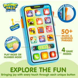 JOYIN Baby Toys 6-12 Months - Cell Phone with 4 Game Modes & 50+ Music and Learning Phrases, Educational Toys for Toddlers 1-3, Kids Pretend Play Phone Birthday Gifts for Girls Boys Age 1 2 3 Year Old