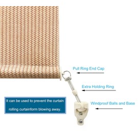 Bungee Kit and End Cap Coolaroo Replacement Parts Roller Shades Outdoor/Indoor Roller Up Blinds Shade Tie Downs(Bungee kit and Pull Ring end caps, 2 Pack, Beige)