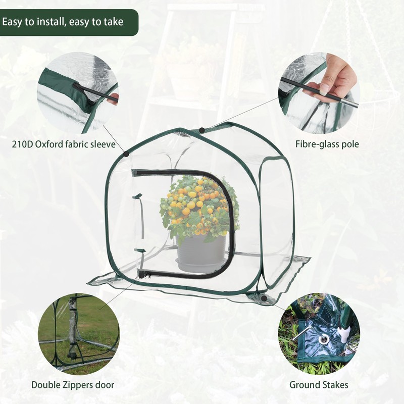 Toboom Mini Transparent Pop Up Greenhouse for Indoor and Outdoor
