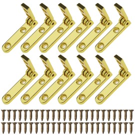 SING F LTD 12PCS Small Jewelry Box Hinges - 90 Degree Folding Zinc Alloy Hinge With Mounting Screws for Pen and Wooden Boxes - Gold