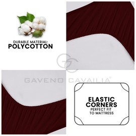 GC GAVENO CAVAILIA Easy Care Percale Extra Deep Fitted, Luxury Soft & Cosy Non Iron Thick Polycotton Bed Sheets, Burgundy, Double