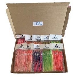 KT Tackle 50 individual sea fishing lures, muppets, 12cm skirts, glow in the dark, luminous. 10 styles. Two options avaliable. (Option B)