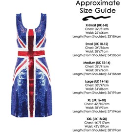 Ladies Sequin Union Jack Dress and Ginger Wig - X-Large - Red White and Blue Union Jack Flag Sequin Dress Long Ginger Wig - 1990s Brit Pop VE Day Jubilee Fancy Dress