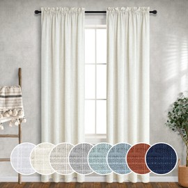 Mrs.Naturall 96 Inch Curtains 2 Panel Set for Living Room Rustic Basic Rod Pocket Cream Ivory Curtains & Drapes Linen Sheer 38 Inch Wide Curtain for Bedroom Dining Room Bay Window Width 38x96 Long