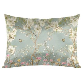 Envelope Closure Satin Pillowcase for Hair and Skin Silk Pillowcase King Size Spring Peach Blossom Flower Pattern Pillow Cases Cooling Satin Pillow Covers