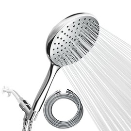 SparkPod High Pressure Handheld Shower Head with Hose- Huge 6-Inch Face- Rain Shower with Extra Long 6 ft. Hose and Premium Adjustable Bracket- Luxury Design -Tool-less 1-Min Installation (Chrome)
