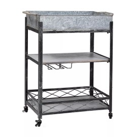 Old Dutch International Daisy Galvanized Bar/Serving Cart 26¾" x 13¾" x 31"