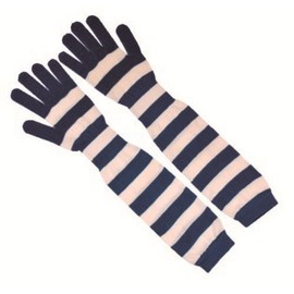 Captain Stag UV Protection Arm Cover with Fingers Blue Stripe