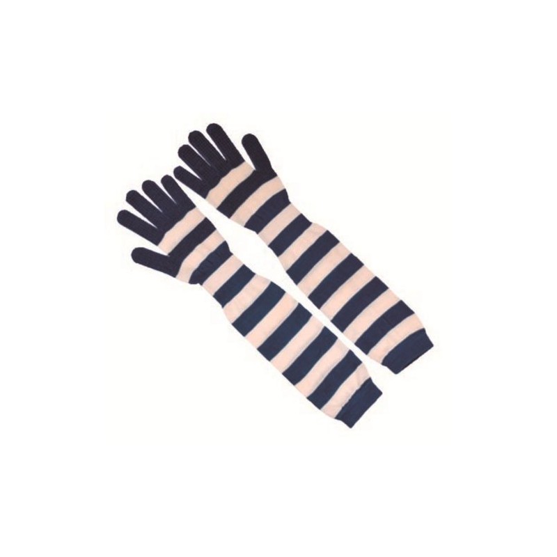 Captain Stag UV Protection Arm Cover with Fingers Blue Stripe