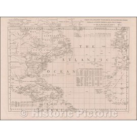 Historic Map - Chart of The Atlantic Ocean, with The British, French & Spanish Settlements in North America, and The West Indies, 1753, Thomas Jefferys - Vintage Wall Art 30in x 24in