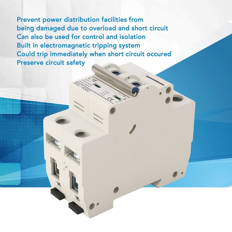 DC Circuit Breaker 2P 16A Overload Protection DIN Rail Mount