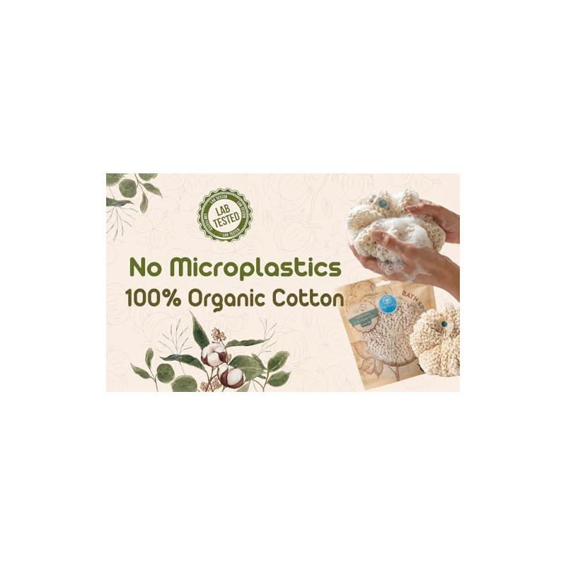 Esponja Baño Orgánica Algodón Orgánico Corporal Natural Ultrasuave Ducha Exfoliante