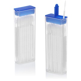 COM-FOUR® 120 x Interdental Brushes, Interdental Brushes in Dispenser, Dental Care for Travel and Travel, Tooth Cleaning Brush with Toothpick (120 Pieces - in Dispenser)