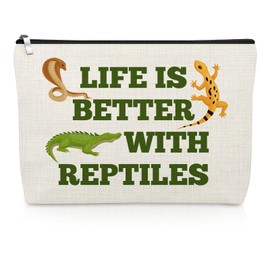 Reptile Gifts Reptile Lover Makeup Bag for Women Bearded Dragon Owner Gecko Lizard Snake Lover Reptiles Pet Cosmetic Bag Animal Themed Gifts Birthday Christmas Graduation Present for Her Travel Pouch