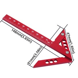 Center Finder, 45 Degree Angle Line Gauge, Carpenter's Ruler, Metric Woodworking Center Scriber Wood Measuring Scriber Tool Made of Aluminium Alloy