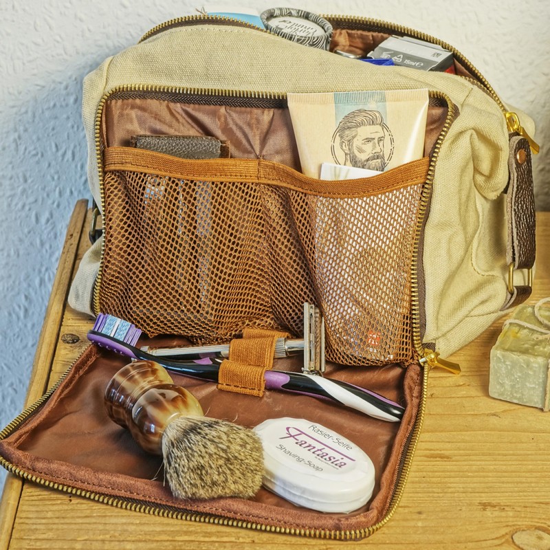 Canvas Wash Bag, Large Compartment with Dividers, Large Organiser Compartment