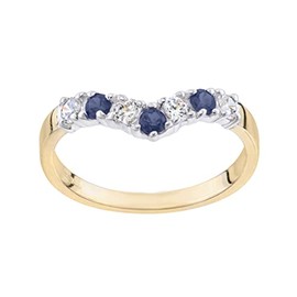 Old English Jewellers 9ct Yellow Gold Blue Sapphire Wishbone Eternity Ring - sizes J to T (K)