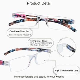2 pares de anteojos de lectura con bloqueo de luz azul para hombres y mujeres, marco cuadrado a la moda (floral, +1.25)