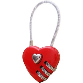 Mini Love Heart Lock,Red Heart Padlock, Mini Code Lock, Wire Rope 3-Digit Code Combination Padlock for Travel Bags/Suitcase/Lockers/Backpacks/Jewelry Boxes，Padlocks and Hasps