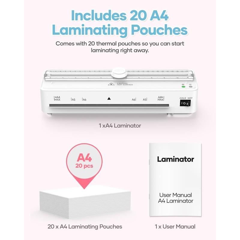 Laminator Machine with 40 Pack Letter Size Laminating Pouches (8.5"