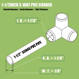 6Pack PVC Fittings 1-1/2Inch 3 Way, Furniture Grade Elbow PVC Fittings for 1-1/2Inch PVC Pipe, PVC Pipe Fitting Connector for Build PVC Structures Garden Enclosures Dog Agility Jumps Greenhouse