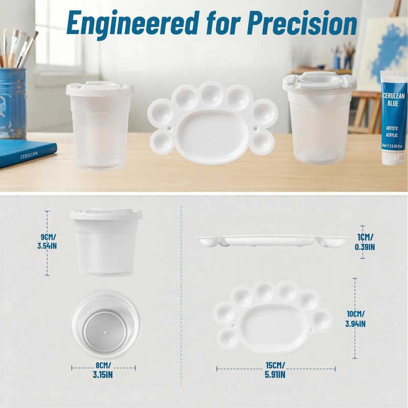 Yuaerbuo 6 Pack Plastic Paint Pots with Lids, Small Paint