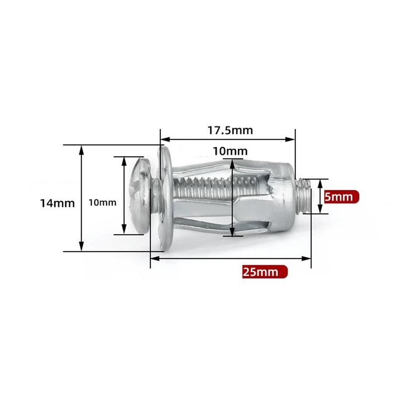30 Sets Jack Nuts,Petal Nuts,M5*25MM Carbon Steel Expansion Nut,Hollow Wall