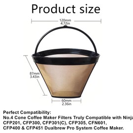 Reusable Filter 2 Pack Easy Clean Coffee Filters #4 Suitable for Most Coffee Machines