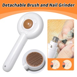 Letwearn 2 in 1 Pet Brush and Nail Grinder, Rechargeable Self-Cleaning Slicker Cat Brush for Shedding and Grooming, Pet Paws Nail Trimmers for Small & Medium Dogs