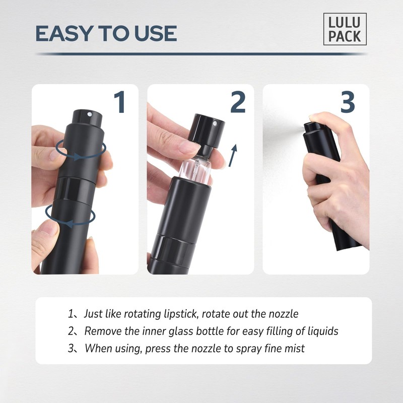 Lulupack Perfume Atomizer Refillable Travel Bottle: Cologne Portable Sprayer for
