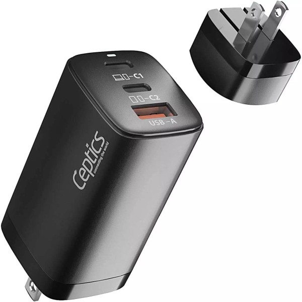 Ceptics USB C Wall Charger, 65W 3 Port PD 3.0