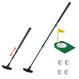 WIGERLON Adjustable Toddler Putter Compatible with Kids Adult Men and Women,Mini Golf Clubs Kids Putter 3-5,5-7,8-12,Mini Golf Set with 4 Golf Balls and A Cup with Flag
