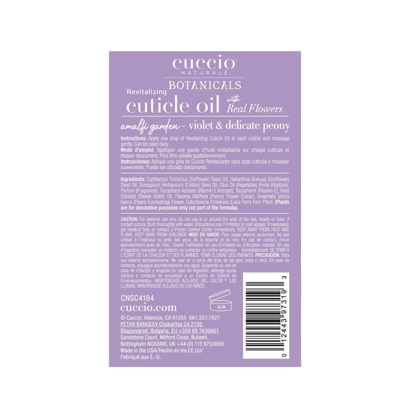Cuccio Revitalizing Cuticle Oil 63ml, Nourishing Nail & Cuticle Treatment