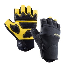 OuniTze (M54) Training Gloves, Fingerless, Fingerless, Men's, Women's, Unisex, Mesh, Smartphone Compatible, yellow