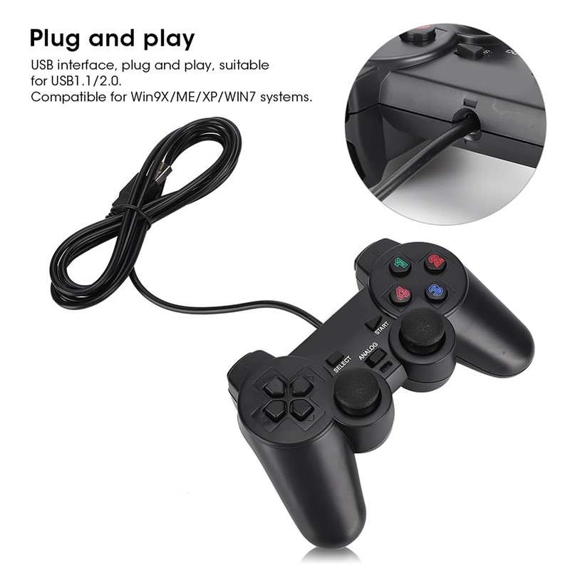 Computer Game Controller Wired USB Gamepad with Dual‑Vibration For PC