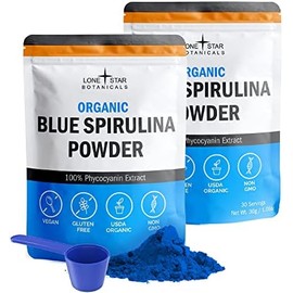 Lone Star Botanicals Espirulina Azul Orgánica En Polvo 100 Puro Superalimento Algas Azul-Verdes, Sin Olor A Pescado, Colorante Alimenticio Natural