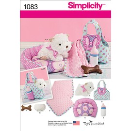 Simplicity 1083 Children's Toy Dog Stuffed Animal and Accessories Sewing Pattern, One Size Only