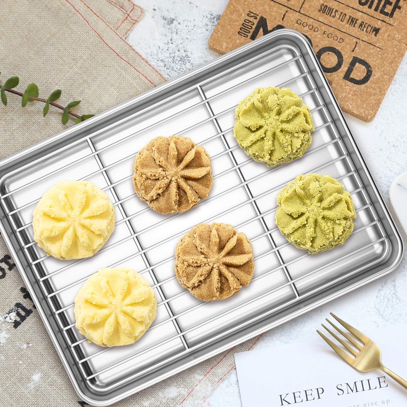 Deedro Baking Sheet with Rack Set [2 Sheets + 2