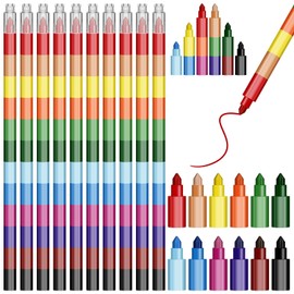 TEAONE Mini Crayon, 10 PCS Stacking Crayons for Party Favors, School Supplies (12 Colors)