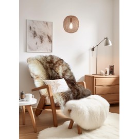 Stracciatella Lambskin 110-120 cm Real Merino Sheepskin Cuddly Soft Carpet Ecological Tanning from German Shepherds Natural Shape Decorative Fur Premium Sheepskin Runner Seat Pad