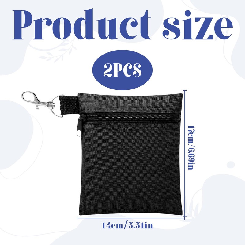Eophmi Golf Tee Bag Pouch, Black Zipper Storage Bag with