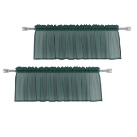 EURZAAR - Cenefas verdes transparentes de 18 pulgadas, cortinas para sala de estar, recámara, cocina, pequeños paneles cortos, bolsillo para barra, 2 paneles de 52 x 18 pulgadas