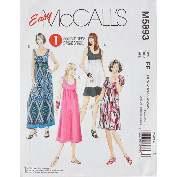 McCall's Patterns M5893 Misses'/Women's Dresses in 4 Lengths, Size RR