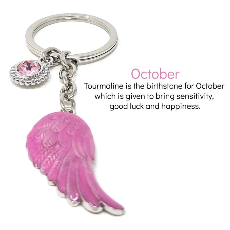 The Leonardo Collection Guardian Angel Wing Birthstone Keyring Birthday Month