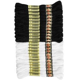 jojofuny 24Pcs Multi Function Embroidery Thread Black White Sewing Supplies for Cross Stitch DIY Projects Needlework Safe Materials for All Skill Levels