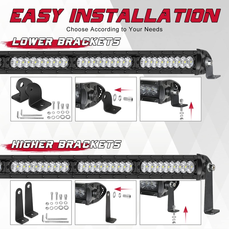 OFFROADTOWN 2 Pack Light Bar Mounting Brackets Side-Mounted Brackets for