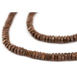 Metal Faceted Square Beads - Full Strand of Ethnic Spacer Sliced Heishi Beads - The Bead Chest (4mm, Antiqued Copper)