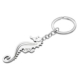 SHIGIE Stainless Steel Cartoon Seahorse Keychain Ocean Animals Key Ring Jewellery For Women Sea Lovers Car Wallet Key Gifts (Silver Plated)