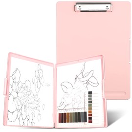 SFLHHDM Clipboard, A4, Clip File, Waterproof, Binder, Convenient, Multi-Functional, Storage Box, File Board, Bifold, Simple, Document Case, Stylish, Gift, For Doctors, Teachers, Factories, Students (Cherry Blossom Pink)
